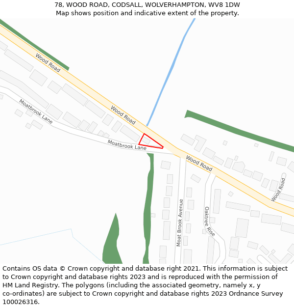 78, WOOD ROAD, CODSALL, WOLVERHAMPTON, WV8 1DW: Location map and indicative extent of plot