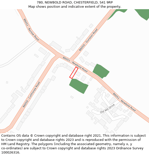 780, NEWBOLD ROAD, CHESTERFIELD, S41 9RP: Location map and indicative extent of plot