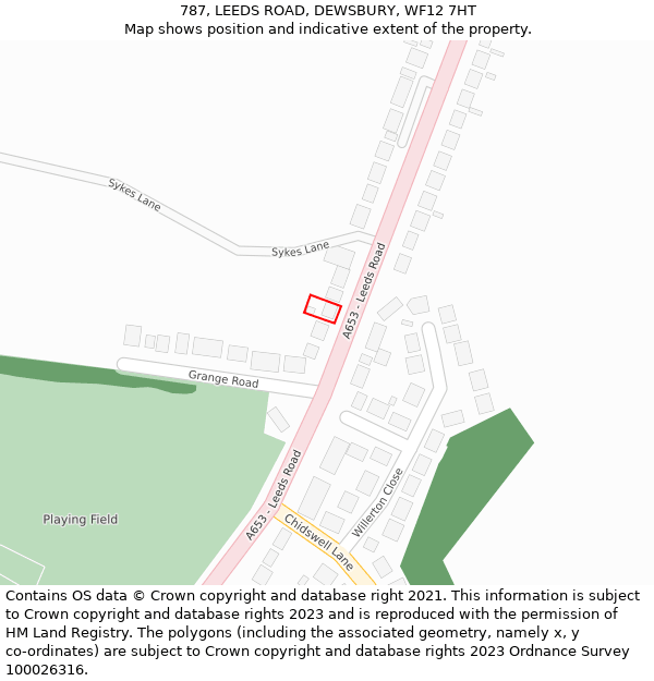 787, LEEDS ROAD, DEWSBURY, WF12 7HT: Location map and indicative extent of plot