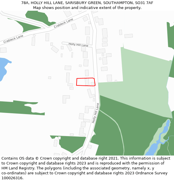 78A, HOLLY HILL LANE, SARISBURY GREEN, SOUTHAMPTON, SO31 7AF: Location map and indicative extent of plot