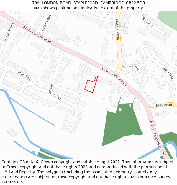 78A, LONDON ROAD, STAPLEFORD, CAMBRIDGE, CB22 5DR: Location map and indicative extent of plot