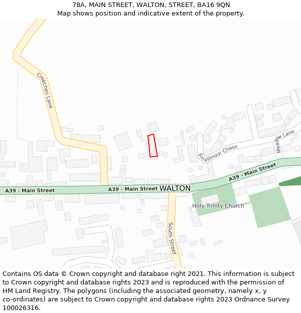 78A, MAIN STREET, WALTON, STREET, BA16 9QN: Location map and indicative extent of plot