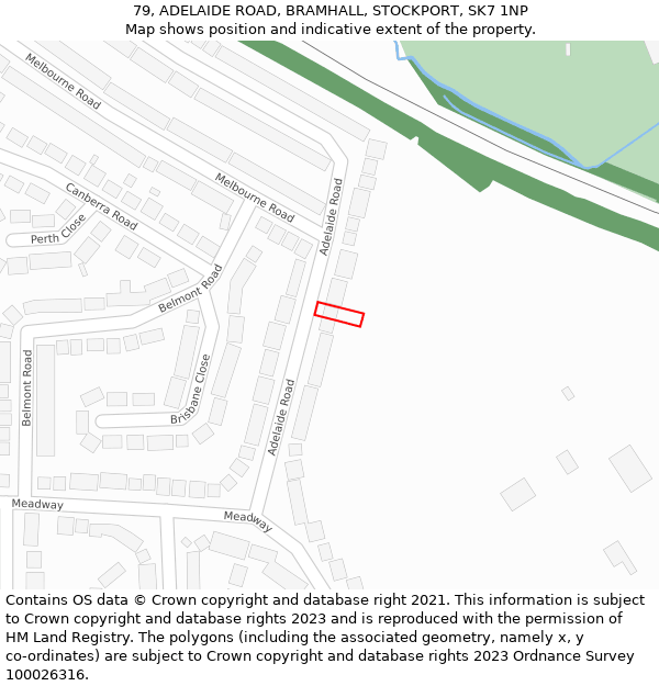 79, ADELAIDE ROAD, BRAMHALL, STOCKPORT, SK7 1NP: Location map and indicative extent of plot