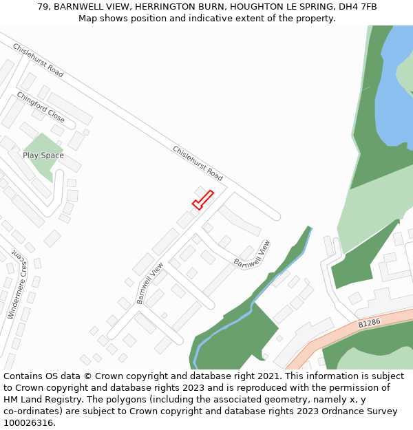 79, BARNWELL VIEW, HERRINGTON BURN, HOUGHTON LE SPRING, DH4 7FB: Location map and indicative extent of plot