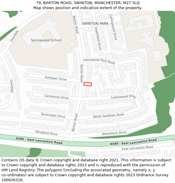 79, BARTON ROAD, SWINTON, MANCHESTER, M27 5LQ: Location map and indicative extent of plot