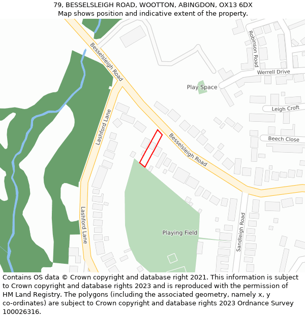 79, BESSELSLEIGH ROAD, WOOTTON, ABINGDON, OX13 6DX: Location map and indicative extent of plot