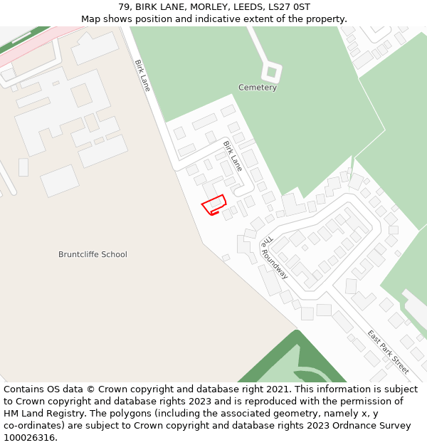 79, BIRK LANE, MORLEY, LEEDS, LS27 0ST: Location map and indicative extent of plot