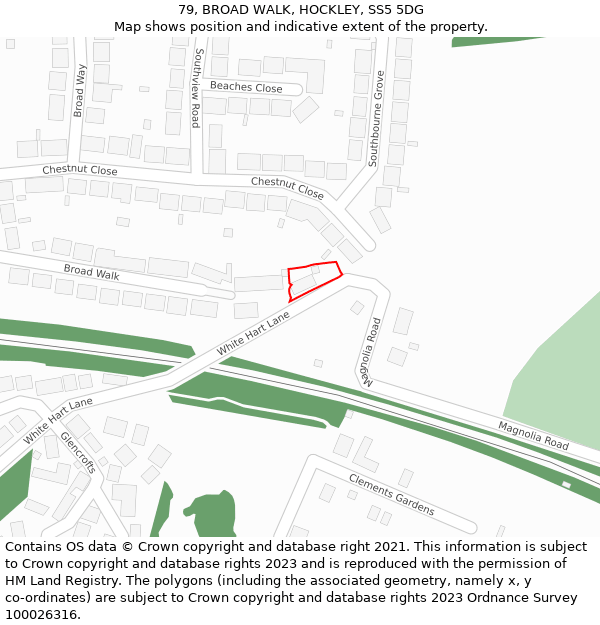 79, BROAD WALK, HOCKLEY, SS5 5DG: Location map and indicative extent of plot