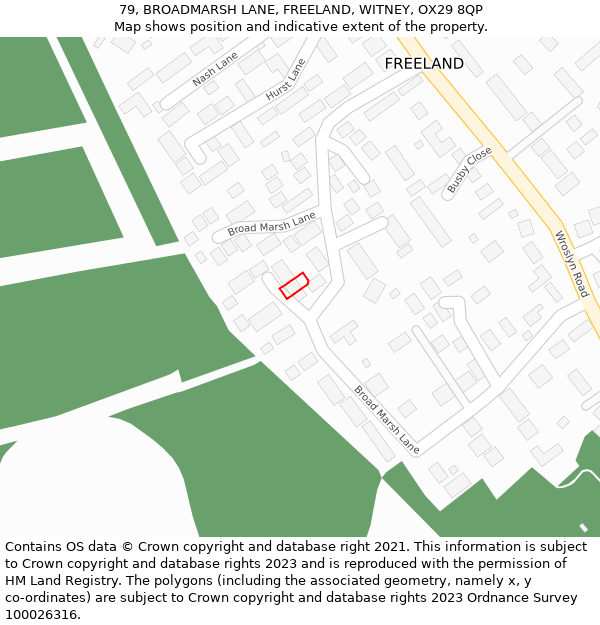 79, BROADMARSH LANE, FREELAND, WITNEY, OX29 8QP: Location map and indicative extent of plot