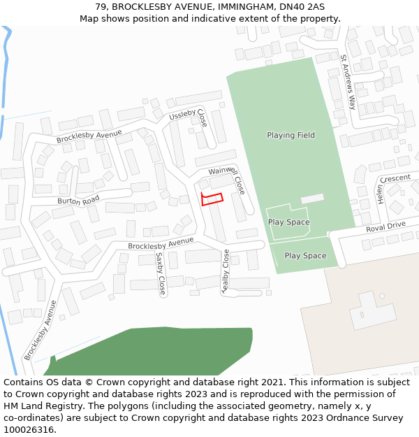 79, BROCKLESBY AVENUE, IMMINGHAM, DN40 2AS: Location map and indicative extent of plot