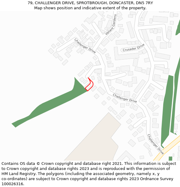 79, CHALLENGER DRIVE, SPROTBROUGH, DONCASTER, DN5 7RY: Location map and indicative extent of plot