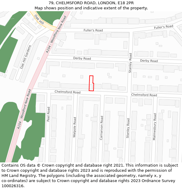 79, CHELMSFORD ROAD, LONDON, E18 2PR: Location map and indicative extent of plot