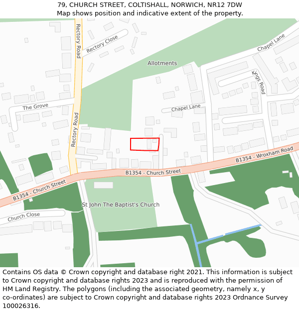 79, CHURCH STREET, COLTISHALL, NORWICH, NR12 7DW: Location map and indicative extent of plot