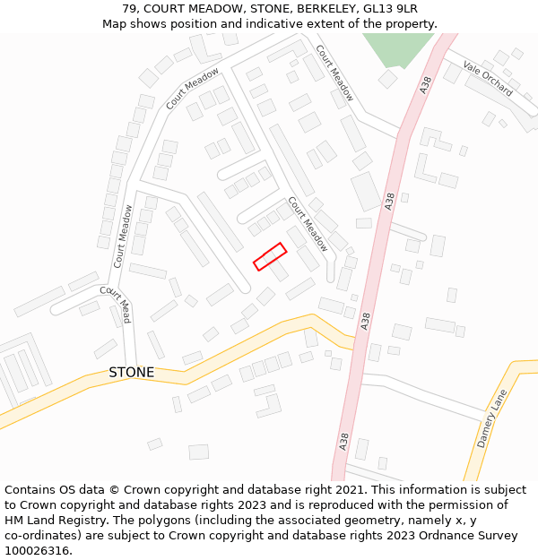 79, COURT MEADOW, STONE, BERKELEY, GL13 9LR: Location map and indicative extent of plot