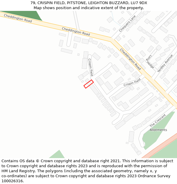 79, CRISPIN FIELD, PITSTONE, LEIGHTON BUZZARD, LU7 9DX: Location map and indicative extent of plot