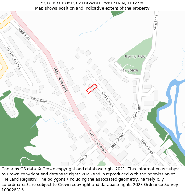 79, DERBY ROAD, CAERGWRLE, WREXHAM, LL12 9AE: Location map and indicative extent of plot