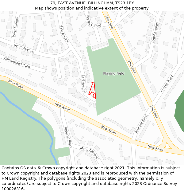79, EAST AVENUE, BILLINGHAM, TS23 1BY: Location map and indicative extent of plot