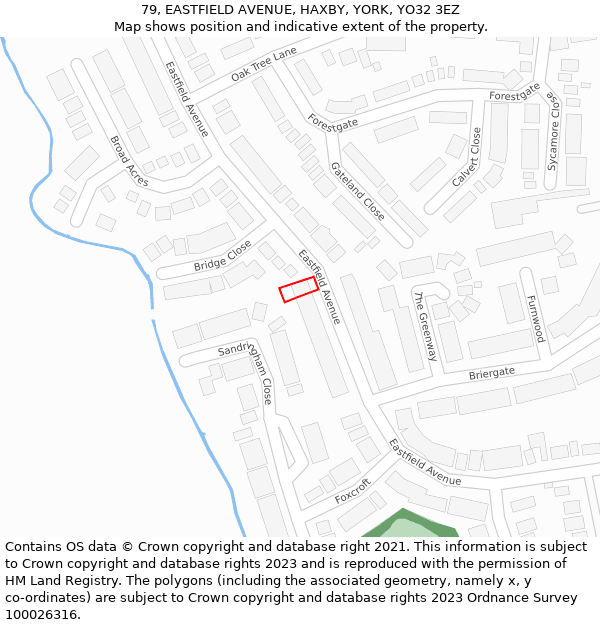 79, EASTFIELD AVENUE, HAXBY, YORK, YO32 3EZ: Location map and indicative extent of plot