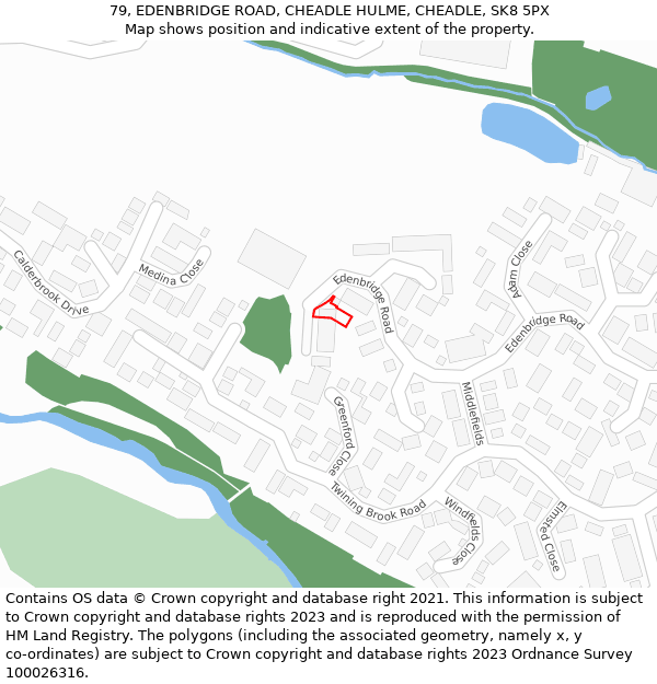 79, EDENBRIDGE ROAD, CHEADLE HULME, CHEADLE, SK8 5PX: Location map and indicative extent of plot