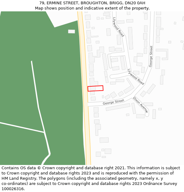 79, ERMINE STREET, BROUGHTON, BRIGG, DN20 0AH: Location map and indicative extent of plot