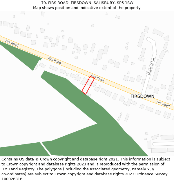 79, FIRS ROAD, FIRSDOWN, SALISBURY, SP5 1SW: Location map and indicative extent of plot