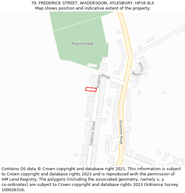 79, FREDERICK STREET, WADDESDON, AYLESBURY, HP18 0LX: Location map and indicative extent of plot