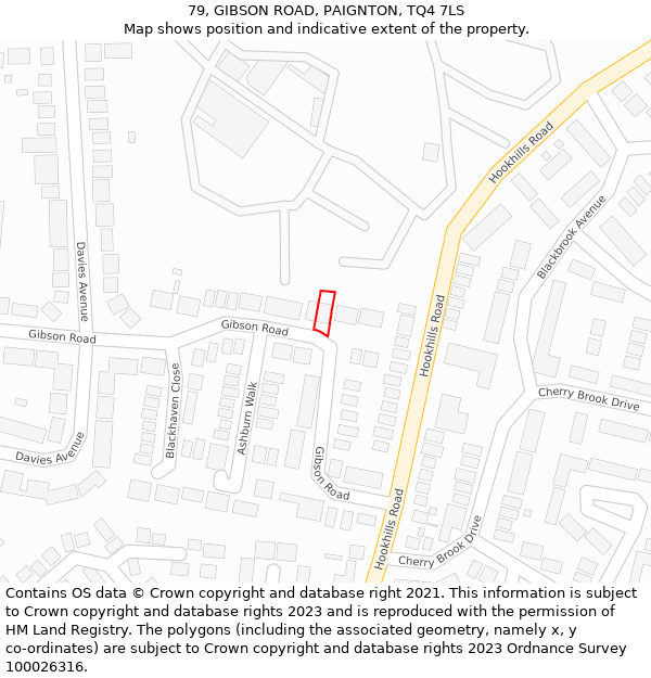 79, GIBSON ROAD, PAIGNTON, TQ4 7LS: Location map and indicative extent of plot