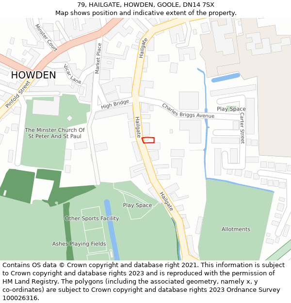 79, HAILGATE, HOWDEN, GOOLE, DN14 7SX: Location map and indicative extent of plot