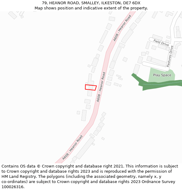 79, HEANOR ROAD, SMALLEY, ILKESTON, DE7 6DX: Location map and indicative extent of plot