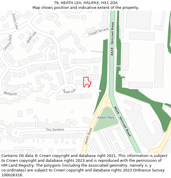 79, HEATH LEA, HALIFAX, HX1 2DA: Location map and indicative extent of plot