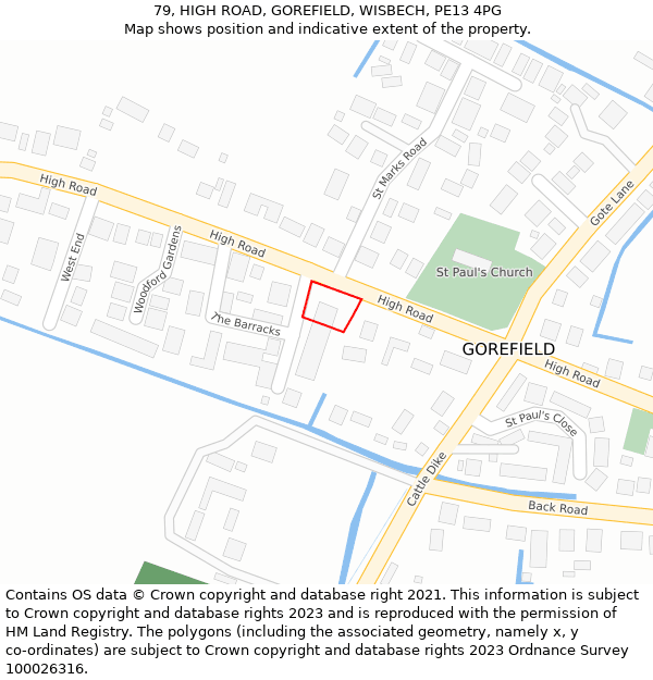 79, HIGH ROAD, GOREFIELD, WISBECH, PE13 4PG: Location map and indicative extent of plot