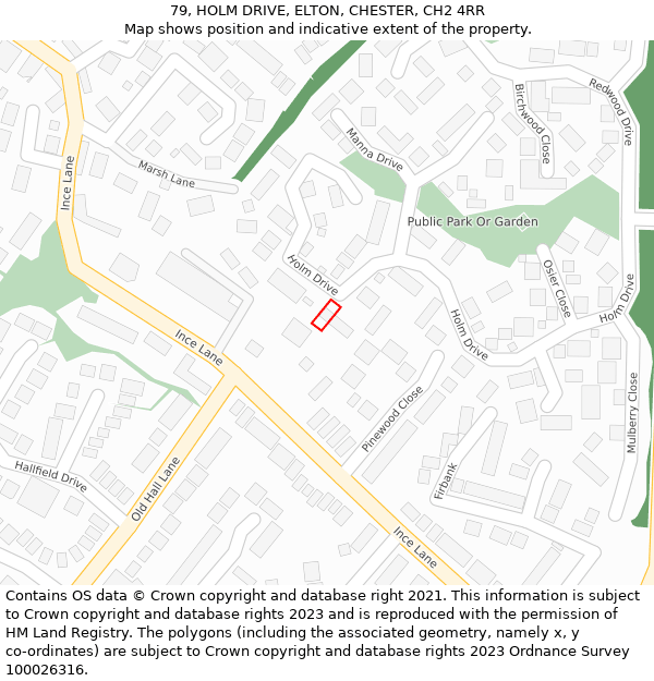 79, HOLM DRIVE, ELTON, CHESTER, CH2 4RR: Location map and indicative extent of plot