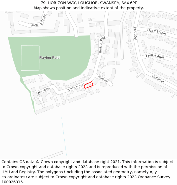 79, HORIZON WAY, LOUGHOR, SWANSEA, SA4 6PF: Location map and indicative extent of plot