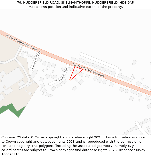 79, HUDDERSFIELD ROAD, SKELMANTHORPE, HUDDERSFIELD, HD8 9AR: Location map and indicative extent of plot