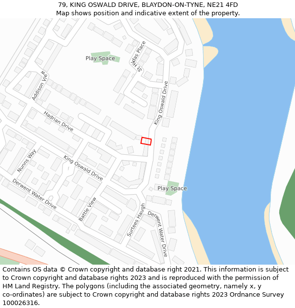 79, KING OSWALD DRIVE, BLAYDON-ON-TYNE, NE21 4FD: Location map and indicative extent of plot