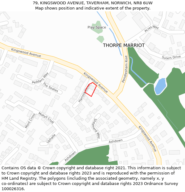79, KINGSWOOD AVENUE, TAVERHAM, NORWICH, NR8 6UW: Location map and indicative extent of plot