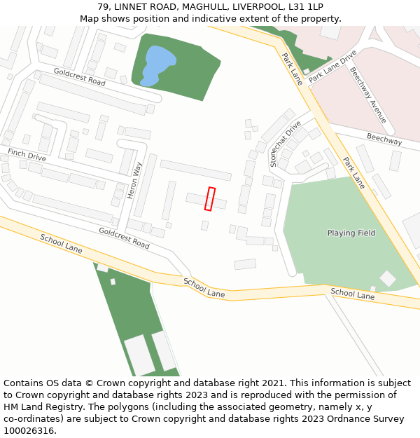 79, LINNET ROAD, MAGHULL, LIVERPOOL, L31 1LP: Location map and indicative extent of plot