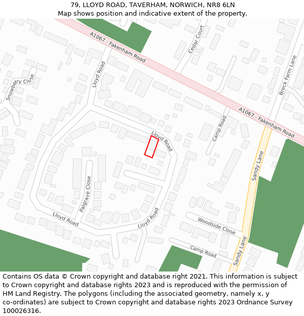 79, LLOYD ROAD, TAVERHAM, NORWICH, NR8 6LN: Location map and indicative extent of plot