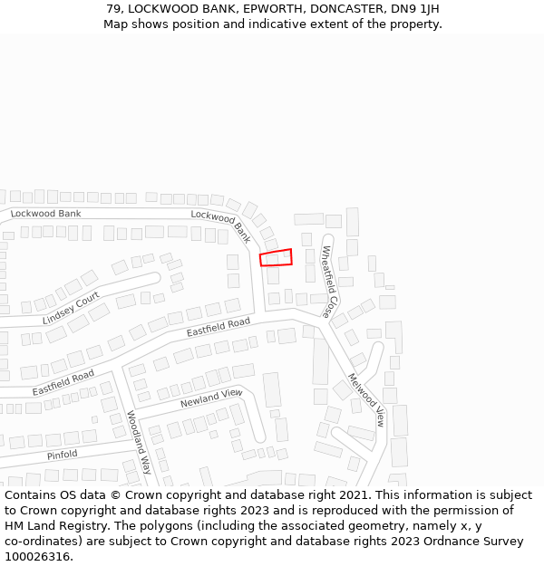 79, LOCKWOOD BANK, EPWORTH, DONCASTER, DN9 1JH: Location map and indicative extent of plot