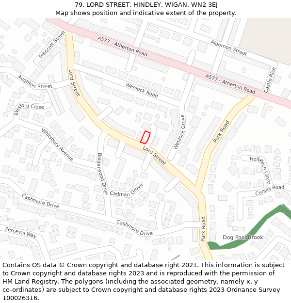 79, LORD STREET, HINDLEY, WIGAN, WN2 3EJ: Location map and indicative extent of plot