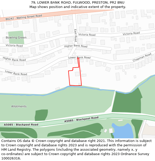 79, LOWER BANK ROAD, FULWOOD, PRESTON, PR2 8NU: Location map and indicative extent of plot
