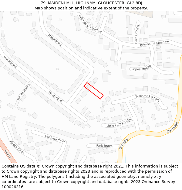 79, MAIDENHALL, HIGHNAM, GLOUCESTER, GL2 8DJ: Location map and indicative extent of plot