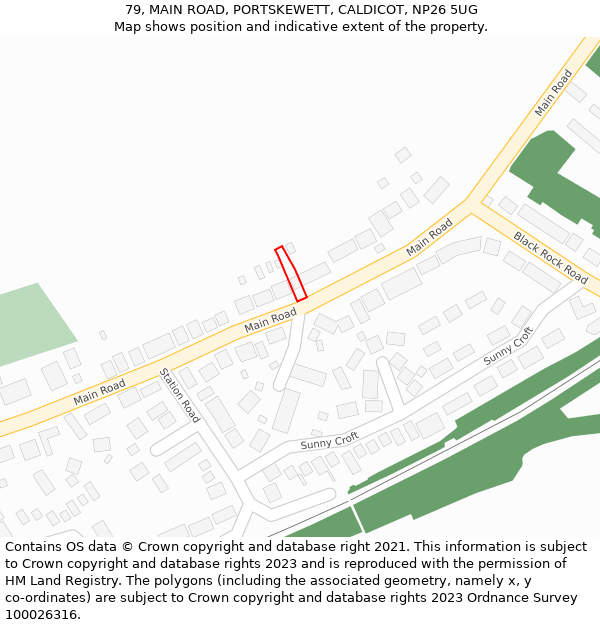 79, MAIN ROAD, PORTSKEWETT, CALDICOT, NP26 5UG: Location map and indicative extent of plot