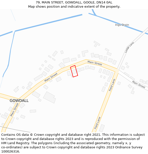 79, MAIN STREET, GOWDALL, GOOLE, DN14 0AL: Location map and indicative extent of plot