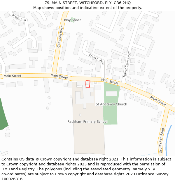 79, MAIN STREET, WITCHFORD, ELY, CB6 2HQ: Location map and indicative extent of plot