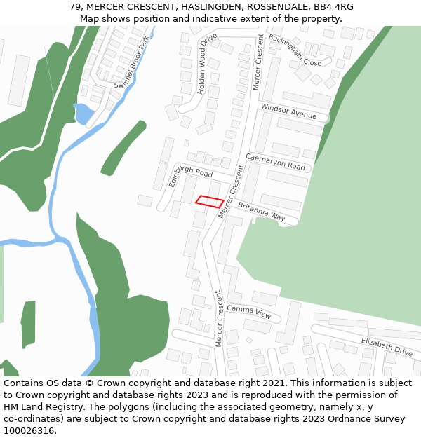 79, MERCER CRESCENT, HASLINGDEN, ROSSENDALE, BB4 4RG: Location map and indicative extent of plot