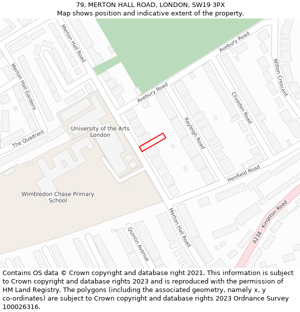 79, MERTON HALL ROAD, LONDON, SW19 3PX: Location map and indicative extent of plot