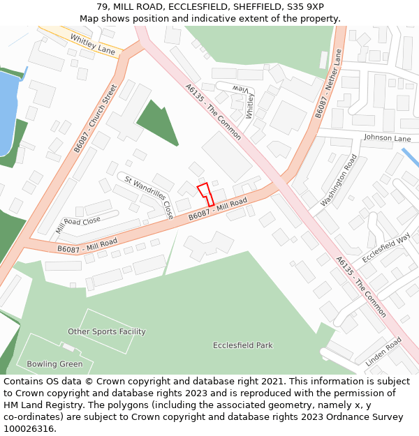 79, MILL ROAD, ECCLESFIELD, SHEFFIELD, S35 9XP: Location map and indicative extent of plot