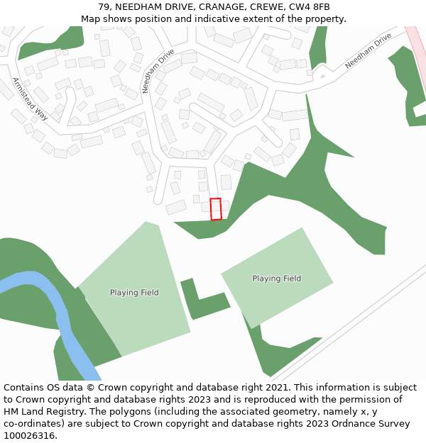 79, NEEDHAM DRIVE, CRANAGE, CREWE, CW4 8FB: Location map and indicative extent of plot