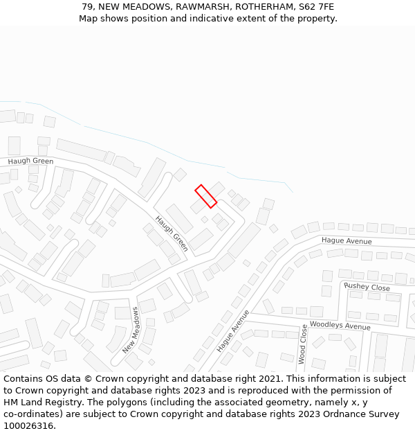 79, NEW MEADOWS, RAWMARSH, ROTHERHAM, S62 7FE: Location map and indicative extent of plot